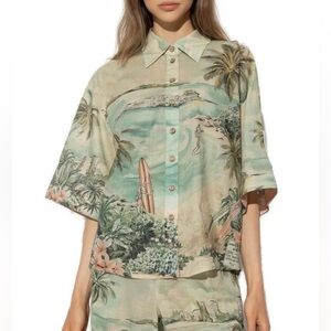$425 NWT Zimmermann vacay surf shirt printed button down top retro oversized